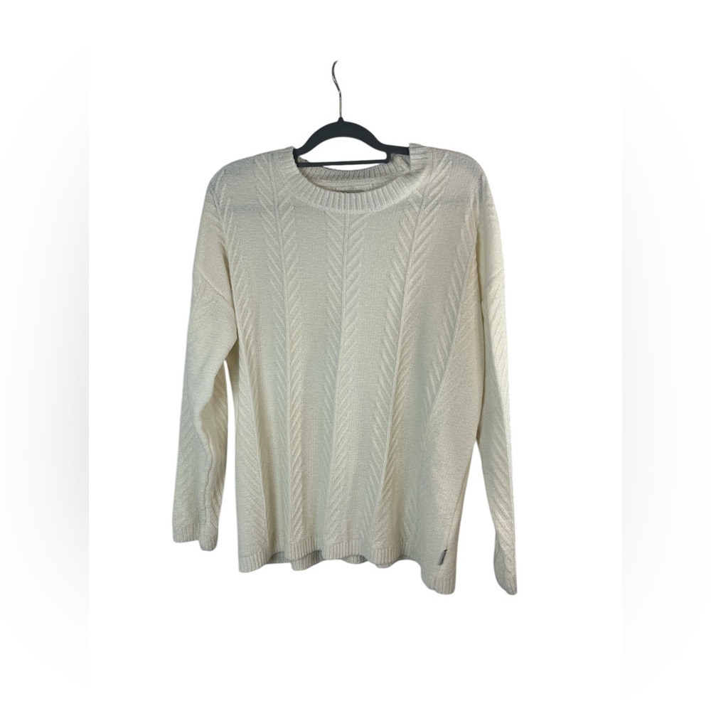 Orvis woman’s cream chenille‎ pullover crewneck sweater size large